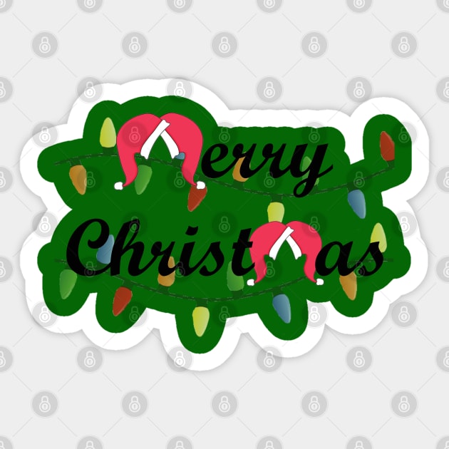 Classic Merry Christmas with Santa Hat M's Sticker by Humerushumor